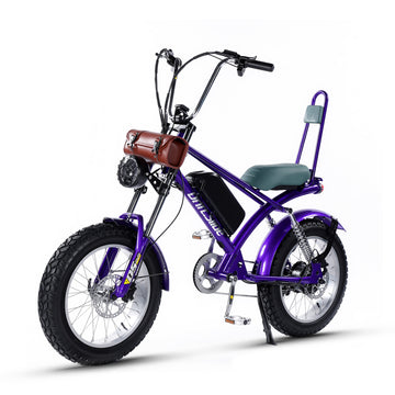 DS-9 Adult Electric Bike(purple) – 7-speed transmission, 1500W peak power, top speed of 55 km/h, equipped with a 48V 20.8Ah battery, 20" x 4" fat tires, high stability, and strong endurance.