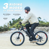 DRIFT.SLIDE Electric Bike for Adults with 500W Peak Motor, 20 MPH 21 Speed Commuting Electric Mountain Bike with 36V / 48V Removable Battery Up to 43 Miles, Front Suspension