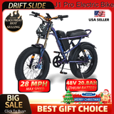 DRIFT.SLIDE 1500W Peak Power Electric Bike for Adults, 28 MPH Electric Mountain Motorcycle Bike, 48V 20.8AH Battery, Off-Road Dual Headlights and Electroplating Process, 7 Speed 20" Fat Tire Ebike