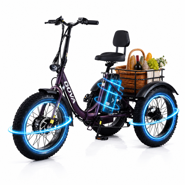 GS3 Folding Electric Tricycle | 1500W 3-Wheel eBike | 440 LBS | Fat Tire